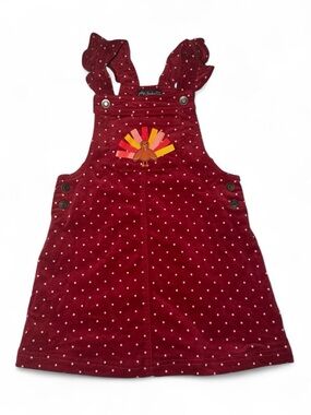 Thanksgiving Cynthia Rowley red polka dot dress with ribbon turkey size 4 years🗻
